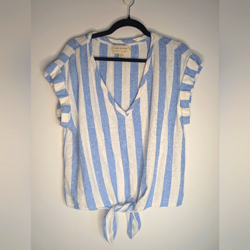Anthropologie Cloth&stone striped linen blouse large